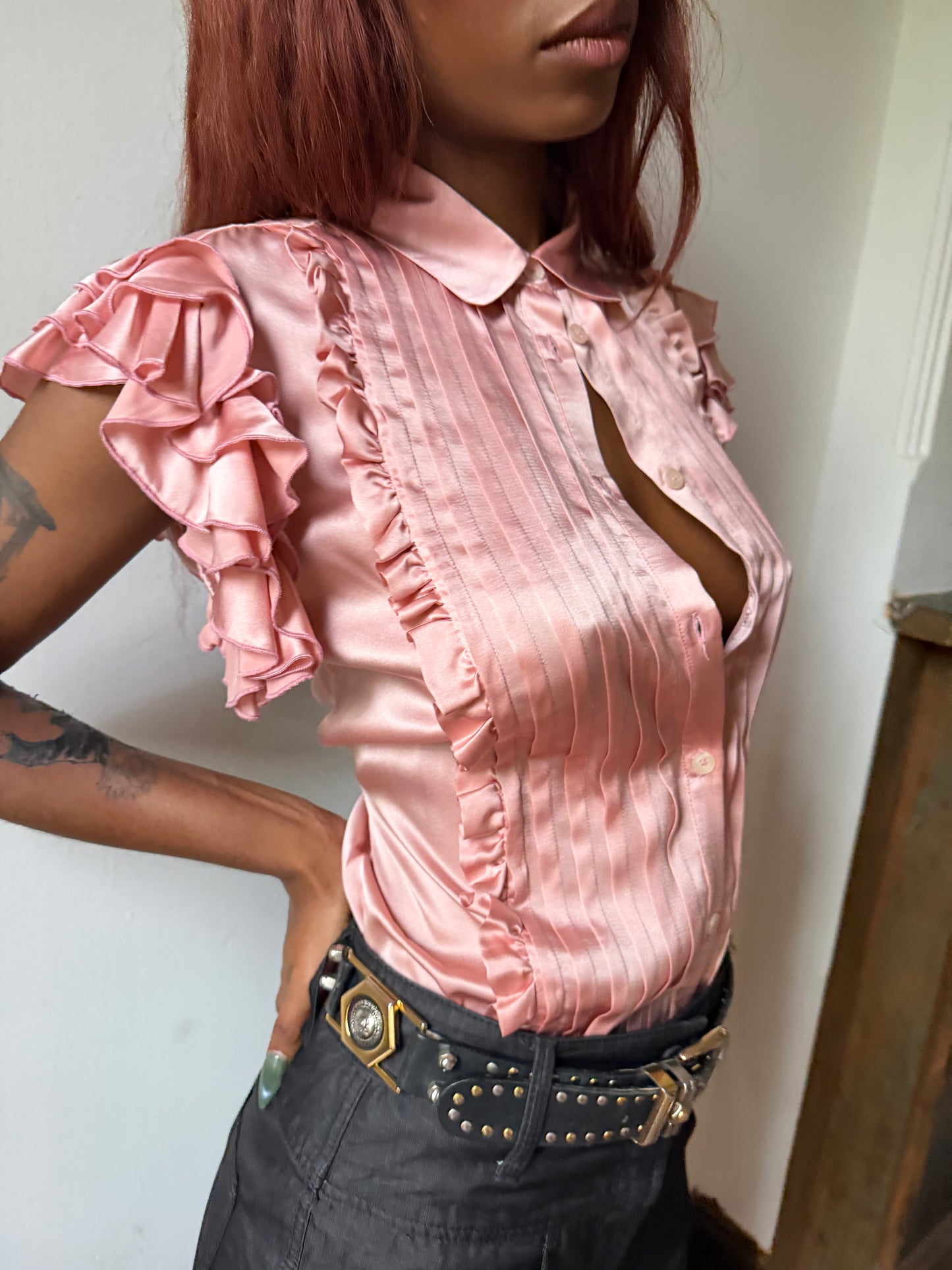 Pink Satin Cavalli Top