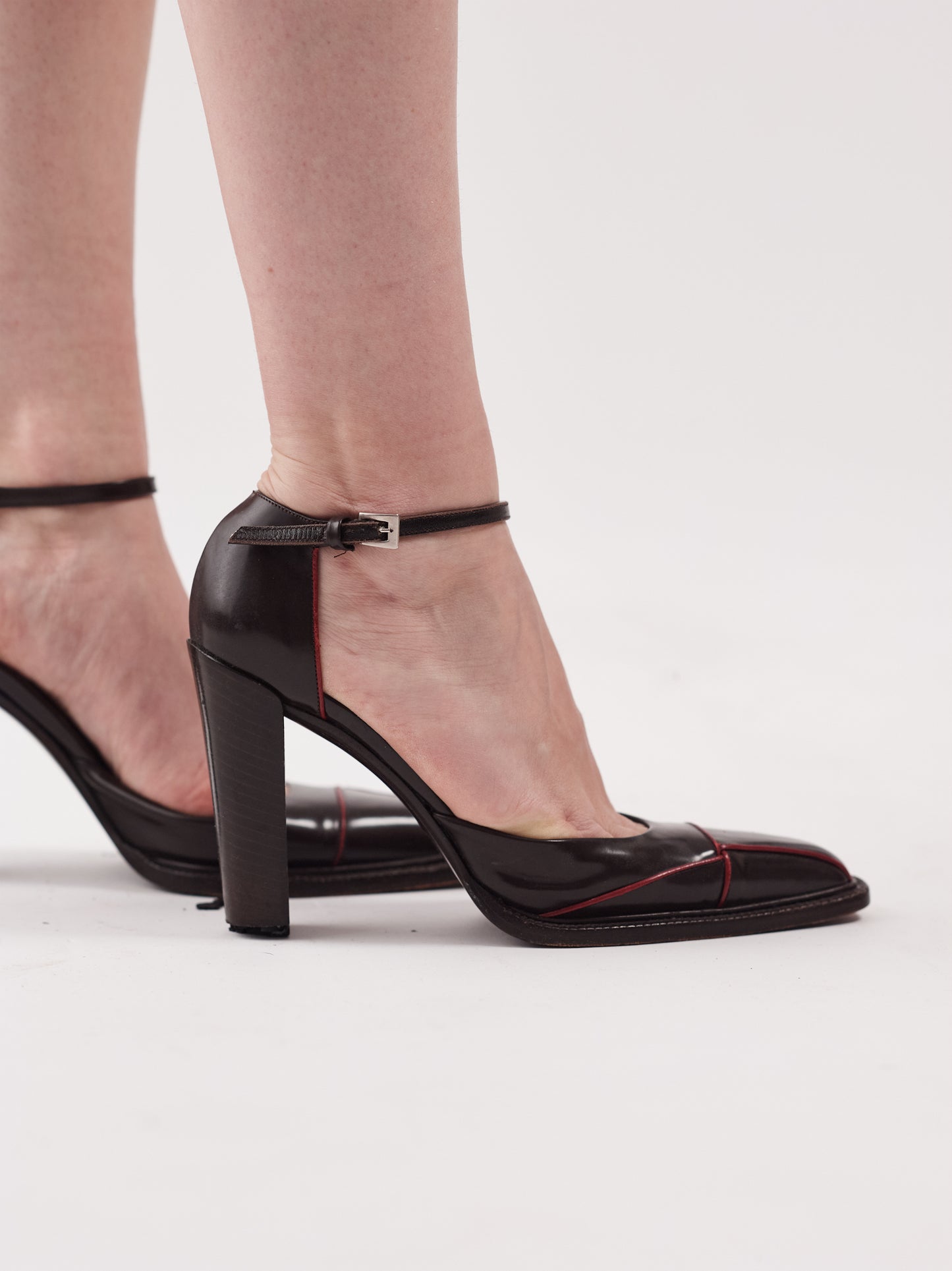 Prada Red and Brown Pointed Toe Heels