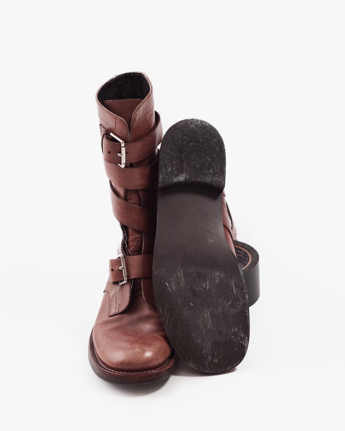 Celine Brown Buckled Boots