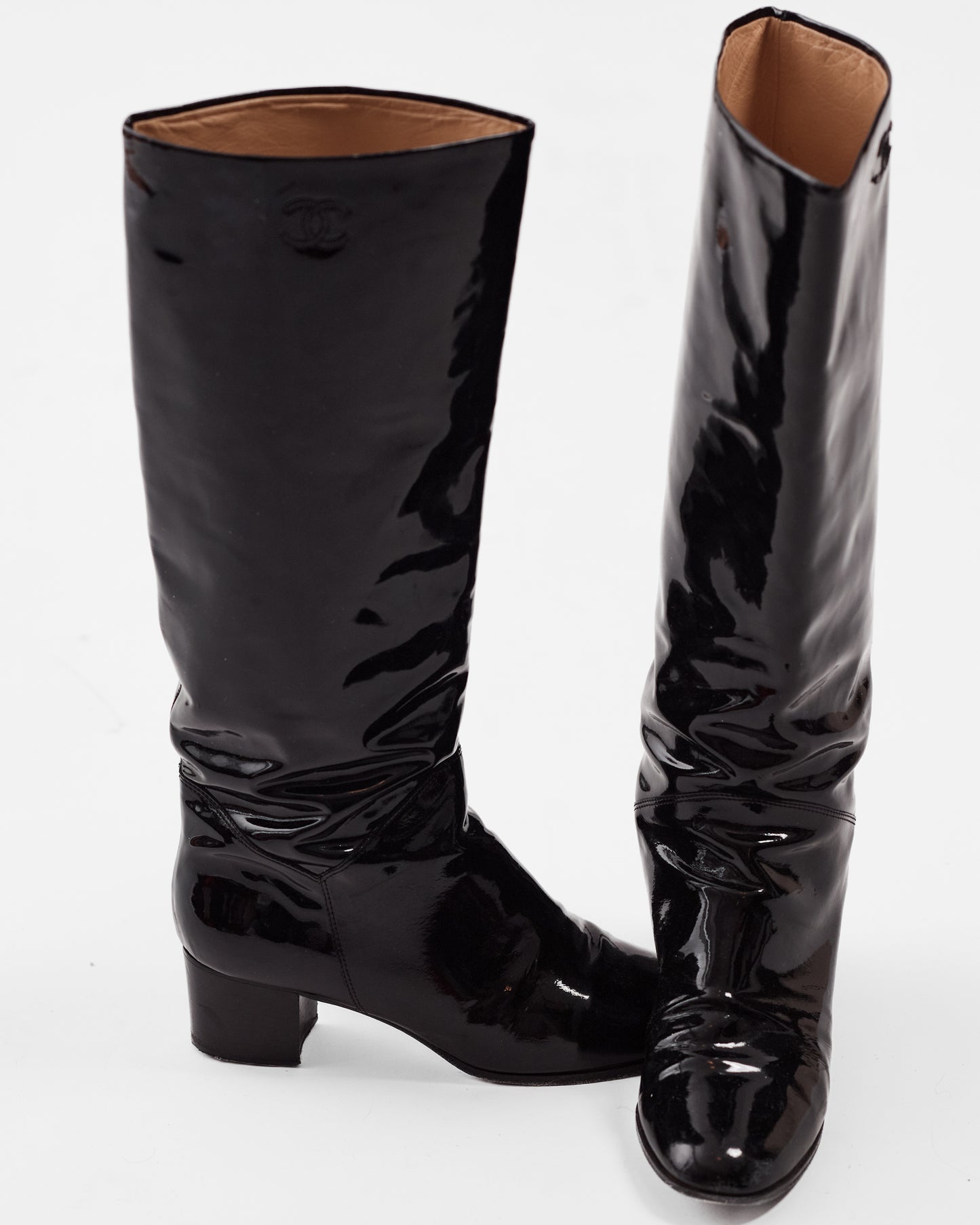 Black Patent Chanel Boots