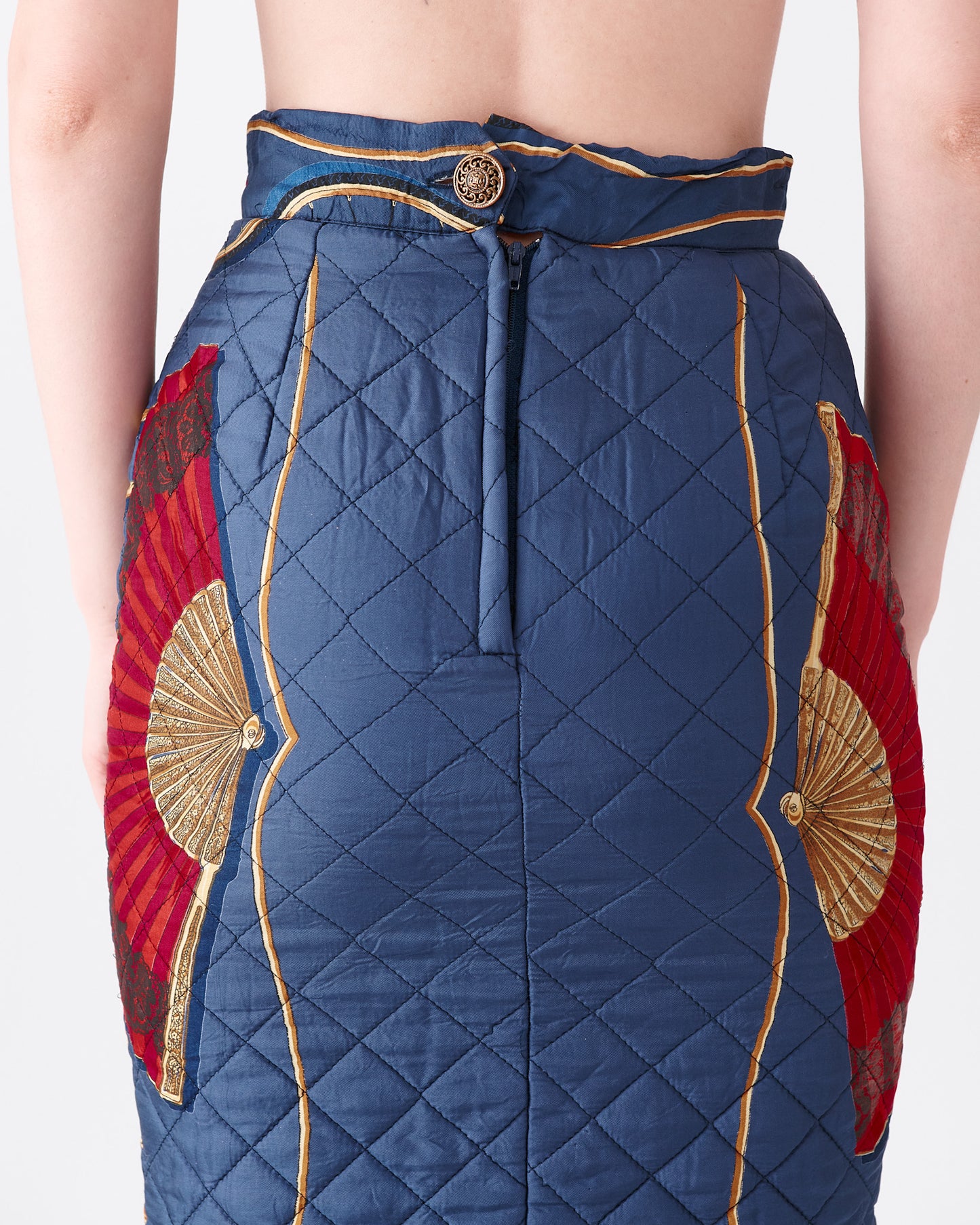 Moschino 90s Piece Sign Quilted Skirt