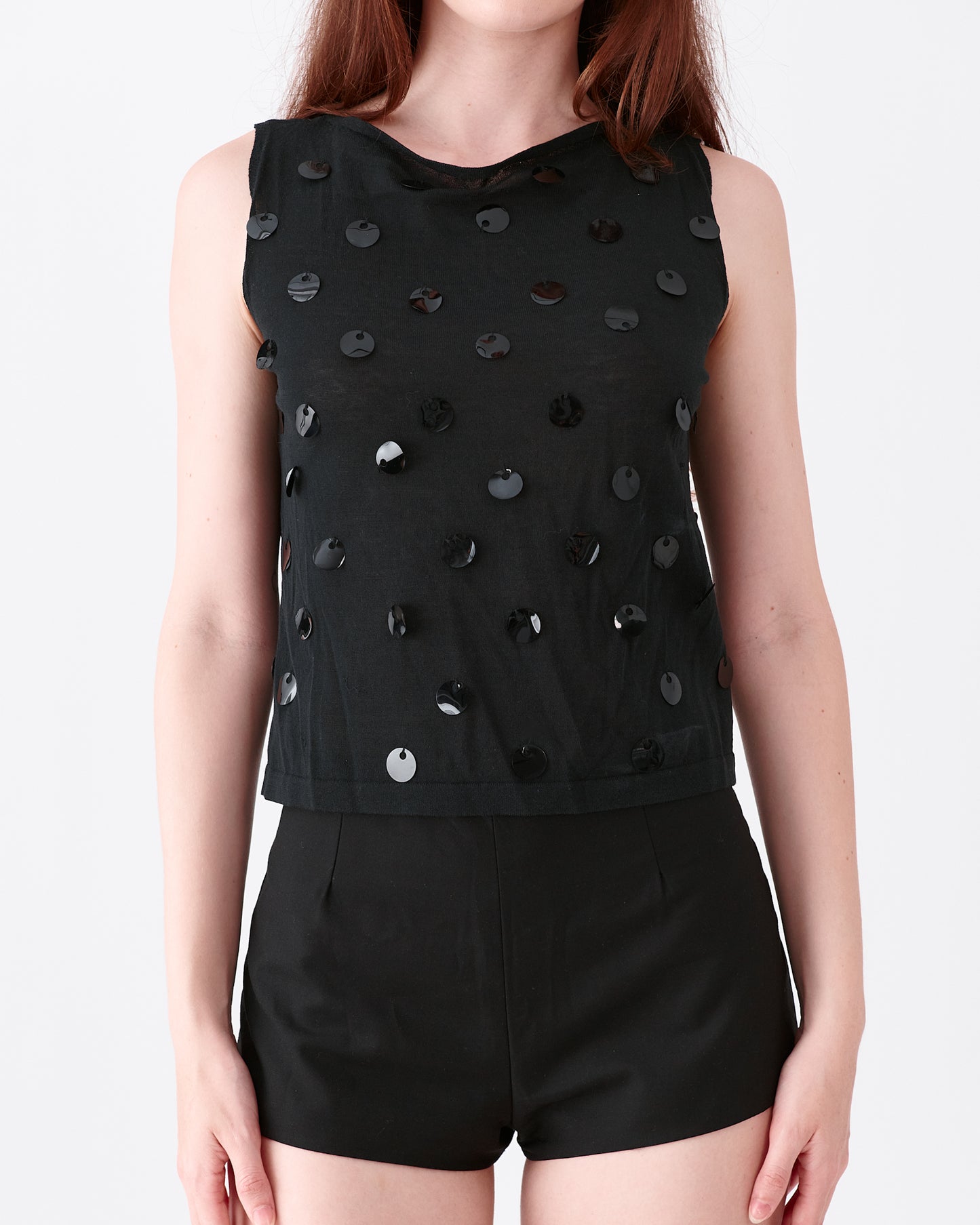 Courrèges Sequin Sleeveless Crop Top
