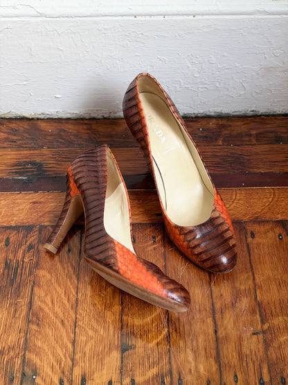 Prada Ombré Snakeskin Heels | 38.5