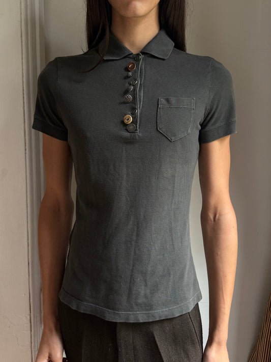 Prada Mixed Button Polo Tee
