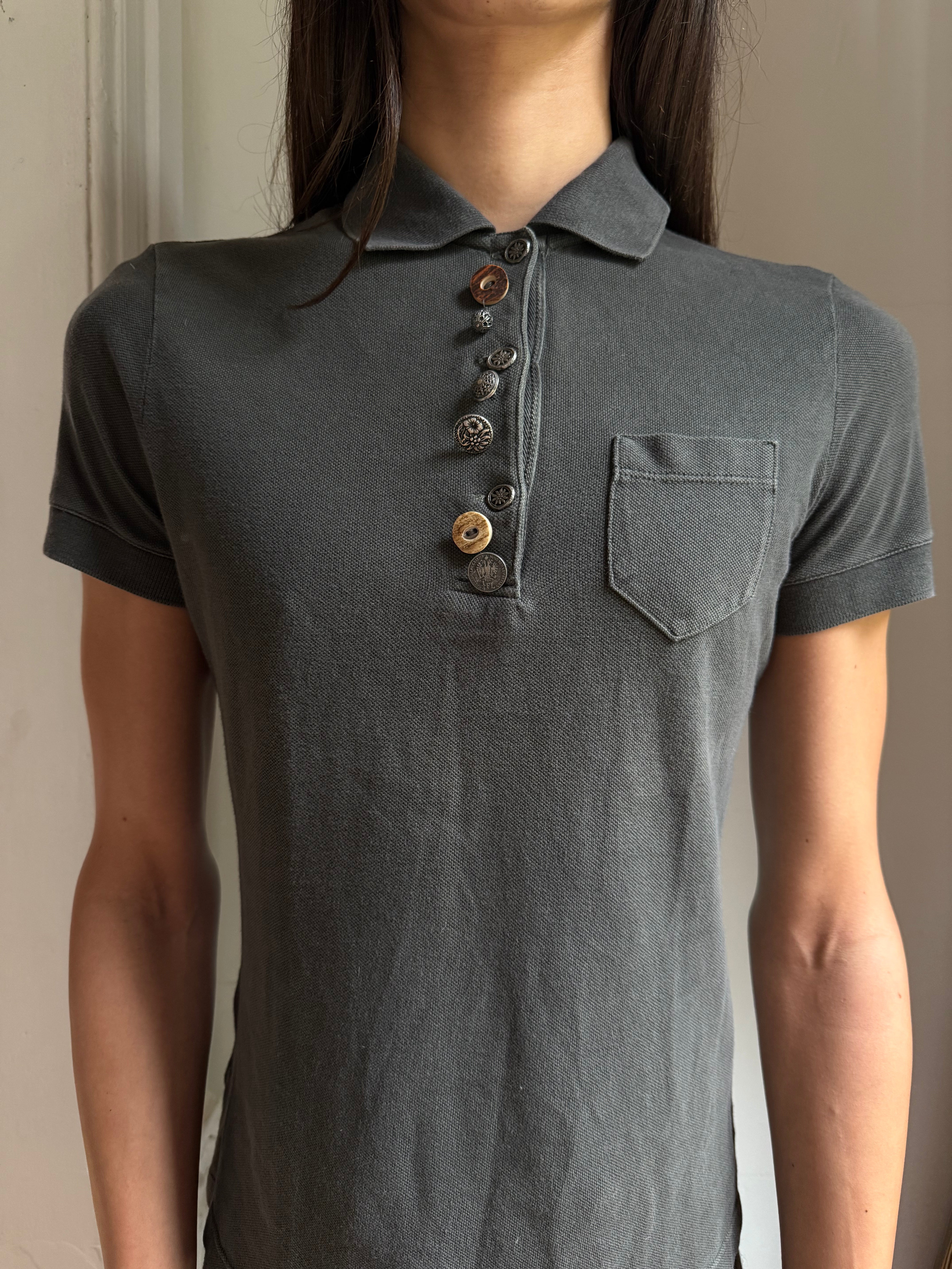 Prada Mixed Button Polo Tee