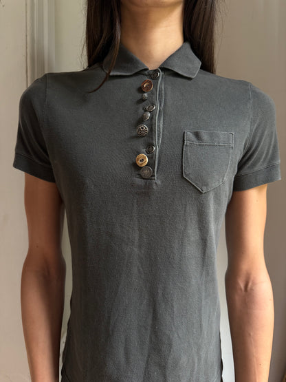 Prada Mixed Button Polo Tee