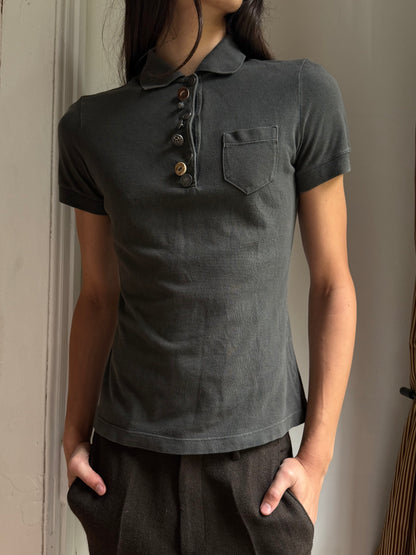 Prada Mixed Button Polo Tee