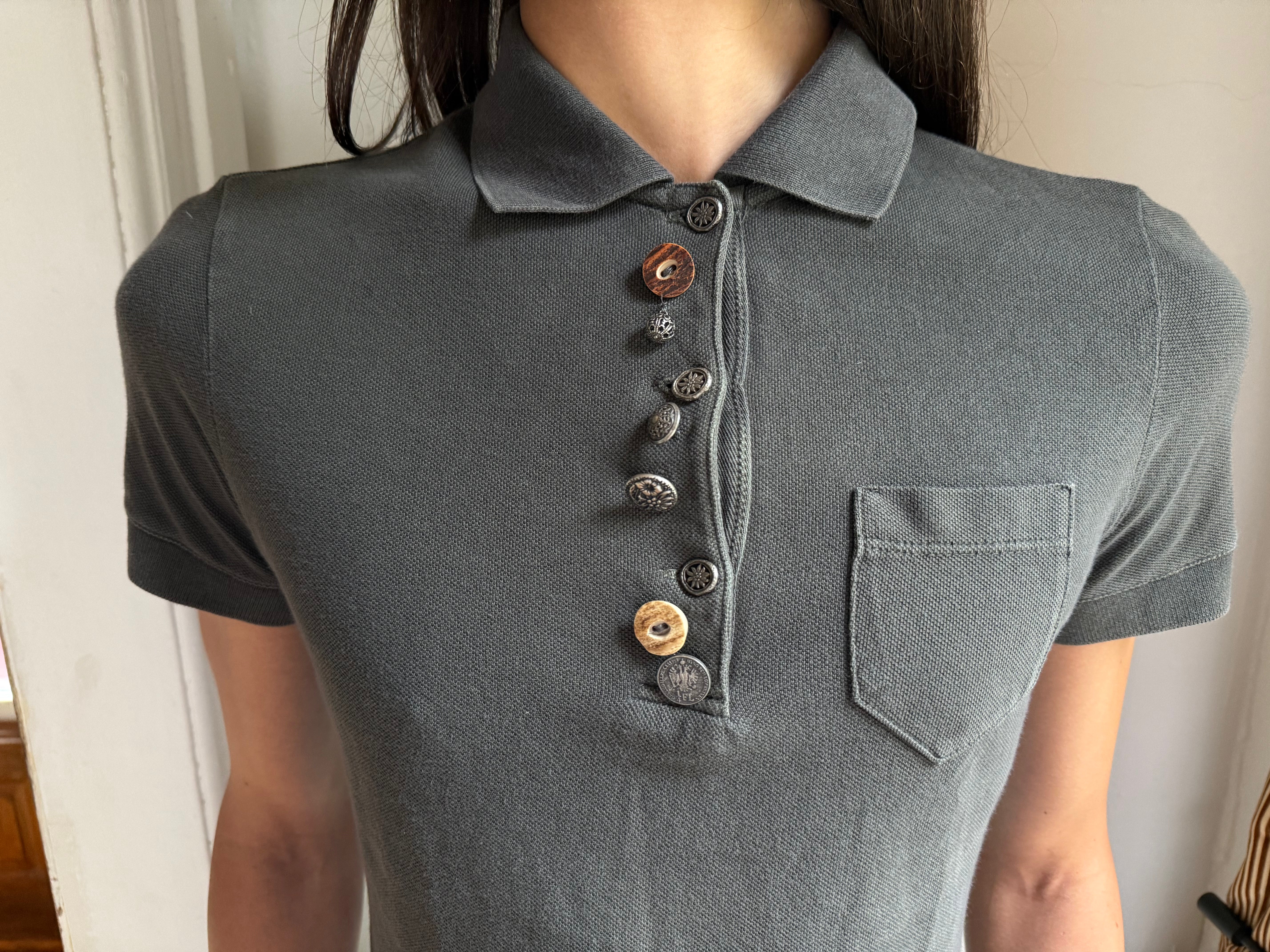 Prada Mixed Button Polo Tee