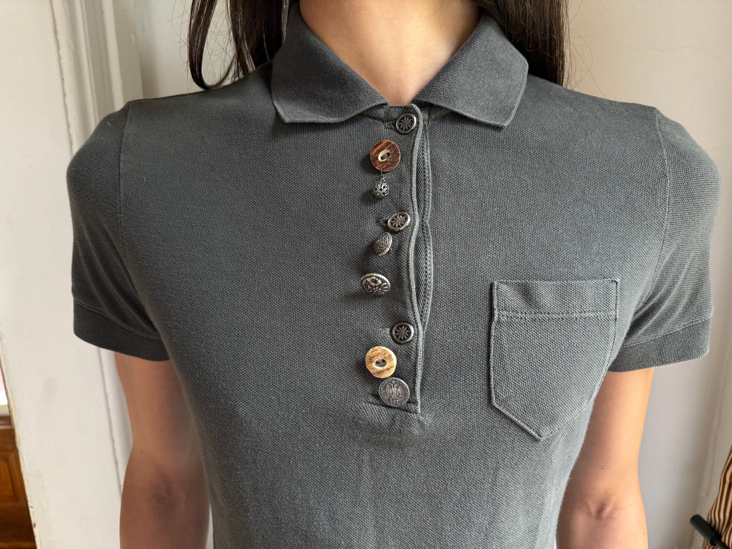 Prada Mixed Button Polo Tee