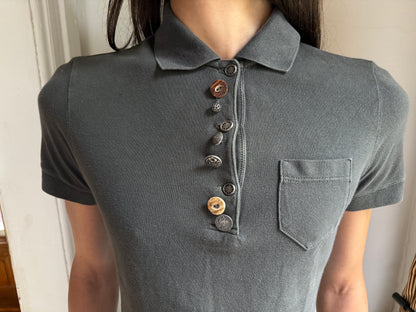 Prada Mixed Button Polo Tee