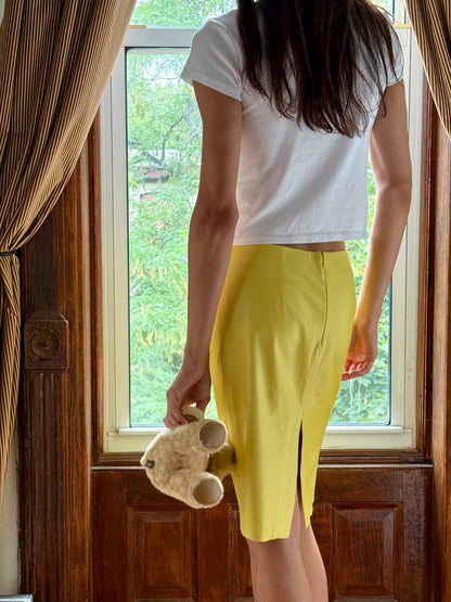 Moschino Yellow Leather Skirt
