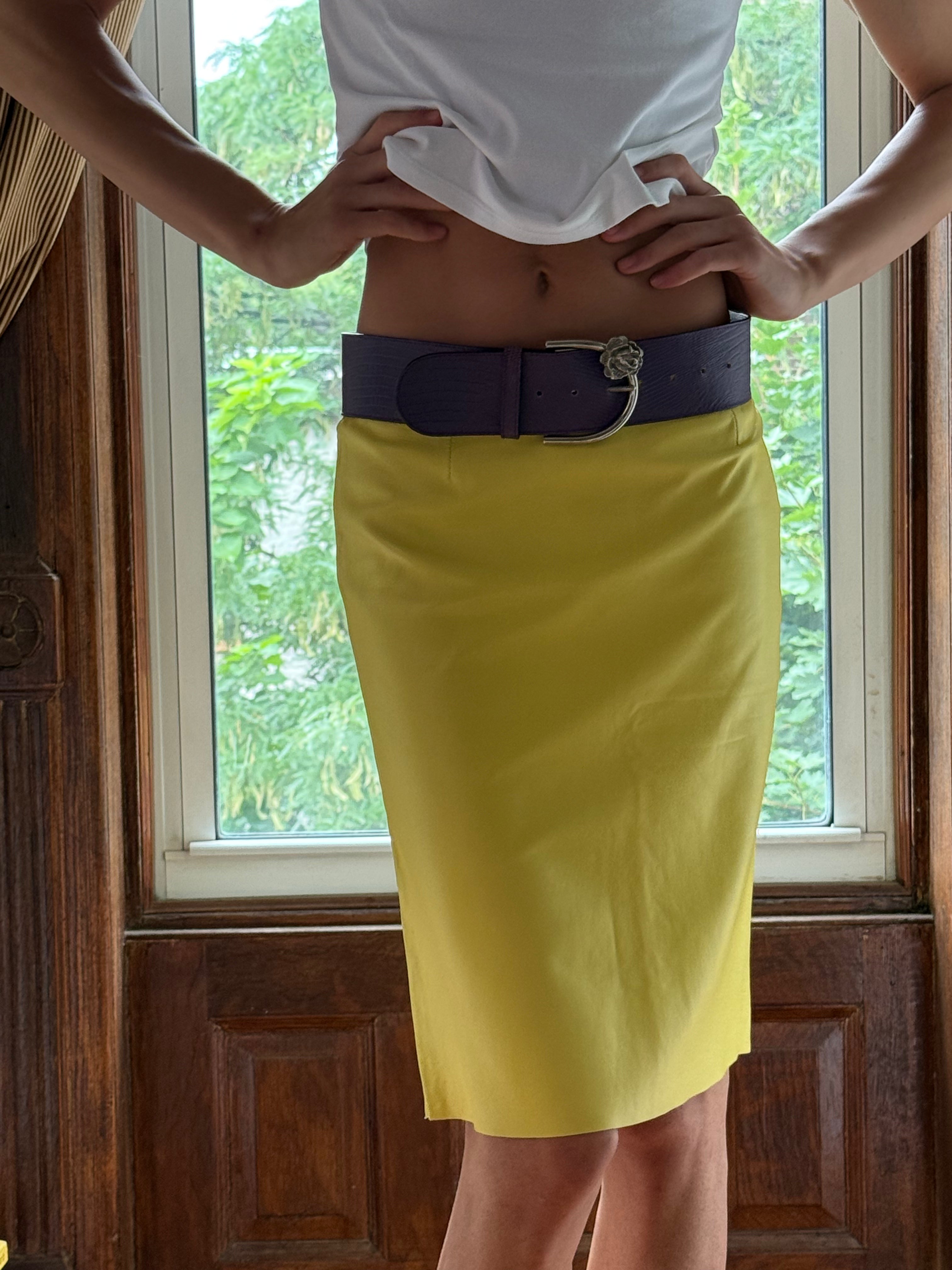 Moschino Yellow Leather Skirt