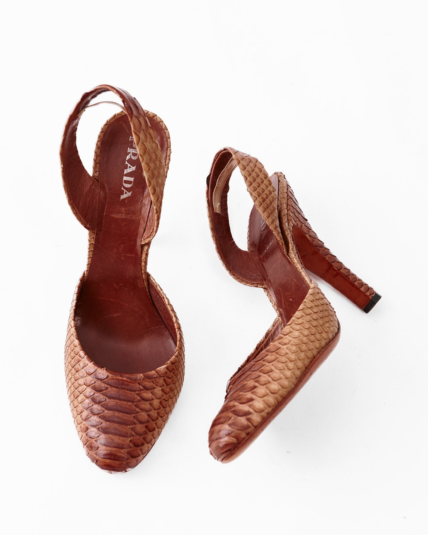 Prada Snake Skin Slingback Pumps / Size 39