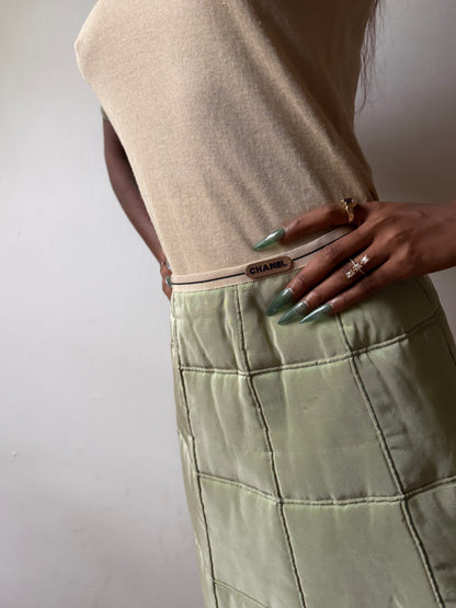 Chanel Green Quilted Skirt