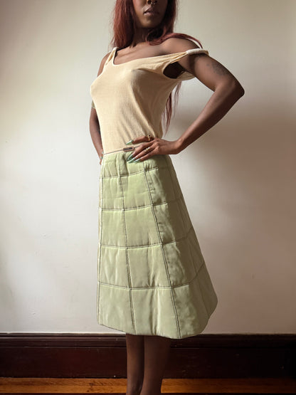 Chanel Green Quilted Skirt