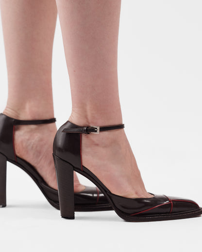 Prada Red and Brown Pointed Toe Heels