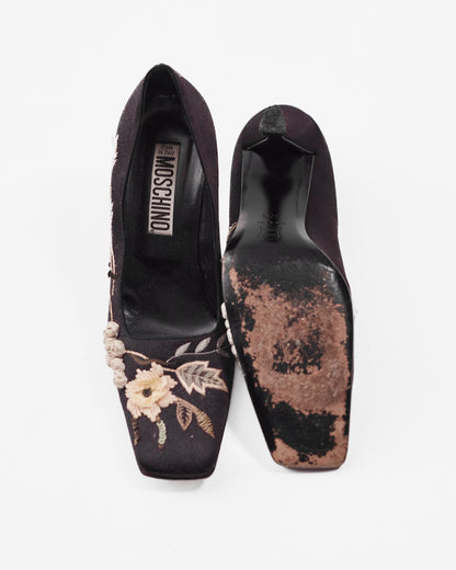 Moschino Floral Appliqué Heels
