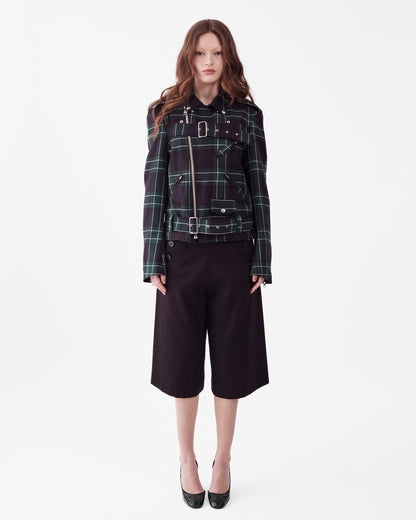 Comme Des Garçons Green Plaid Buckle Jacket