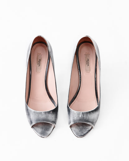 Prada SS 2010 Plexiglass Wedge Heels / Size 38.5