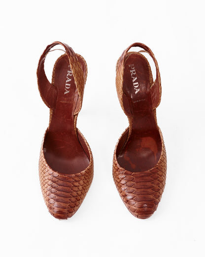 Prada Snake Skin Slingback Pumps / Size 39