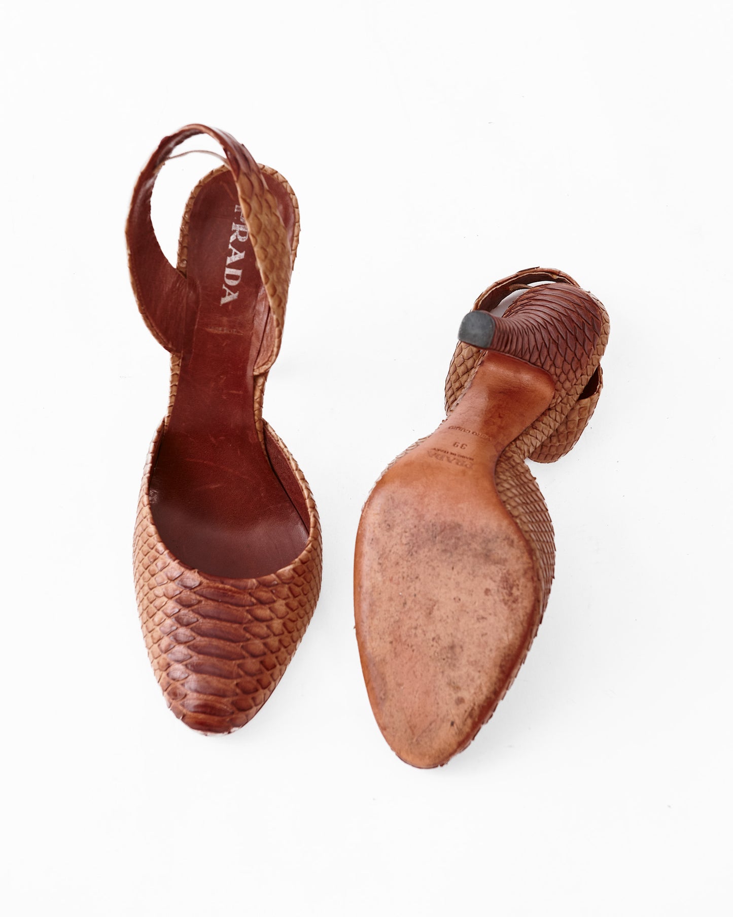 Prada Snake Skin Slingback Pumps / Size 39