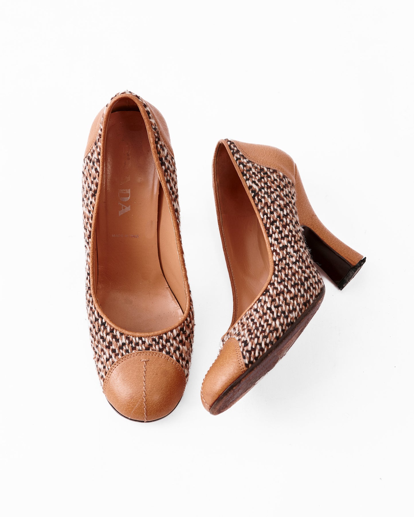 Prada Crocheted Leather Heels / Size 38