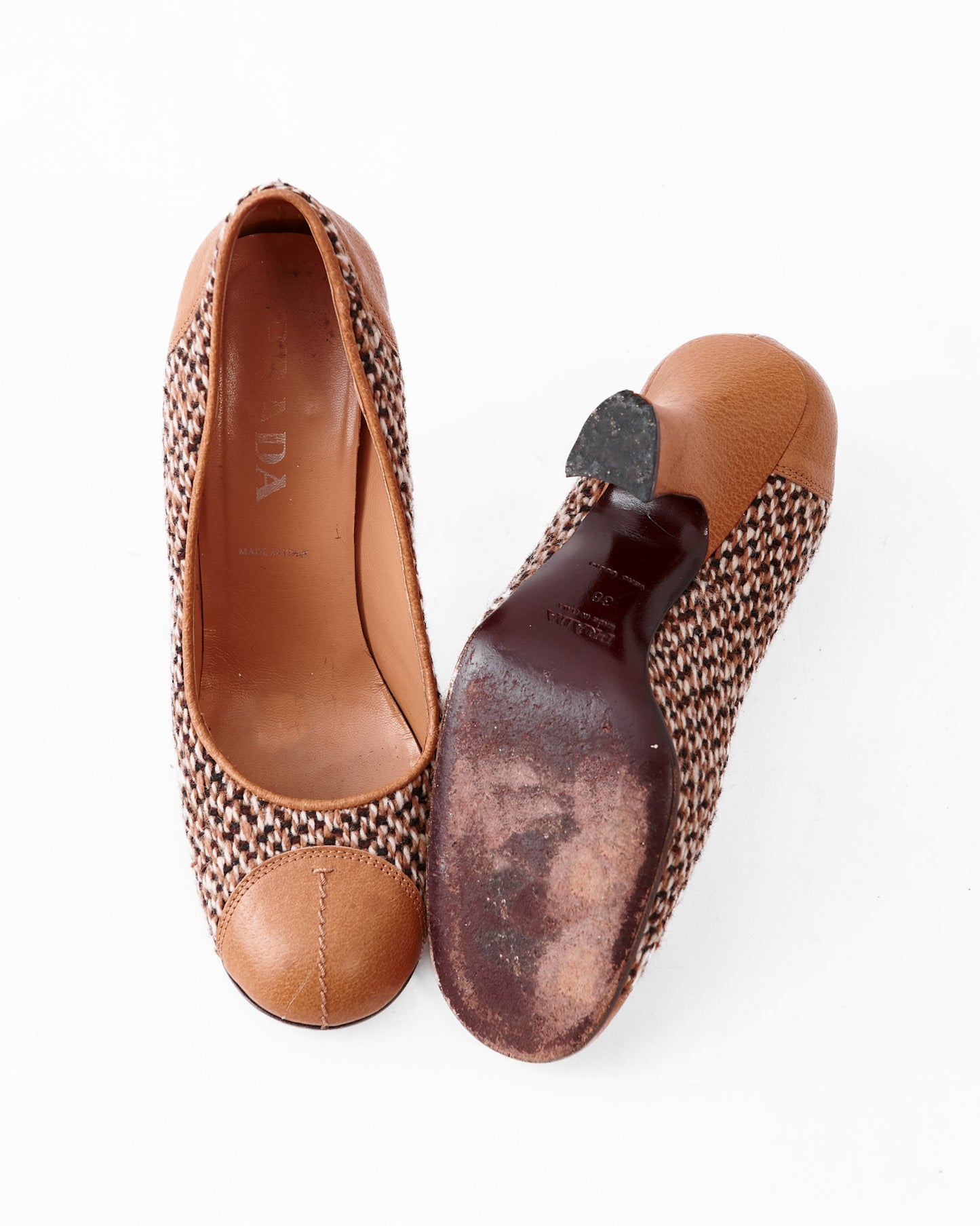 Prada Crocheted Leather Heels / Size 38