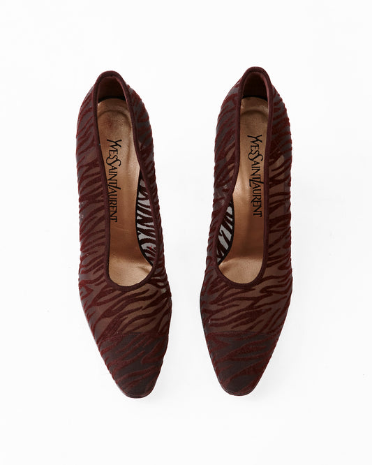 Saint Laurent Zebra Print Mesh Pumps / Size 8