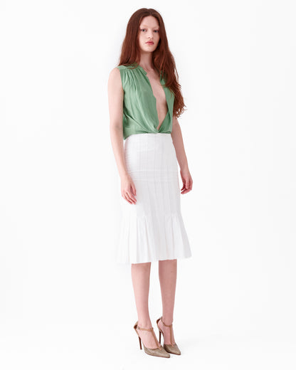 Dries Van Noten Pleated White Skirt